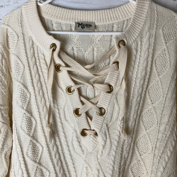 Show Me Your MuMu Lace Up Cable Knit Sweater - Picture 5 of 10